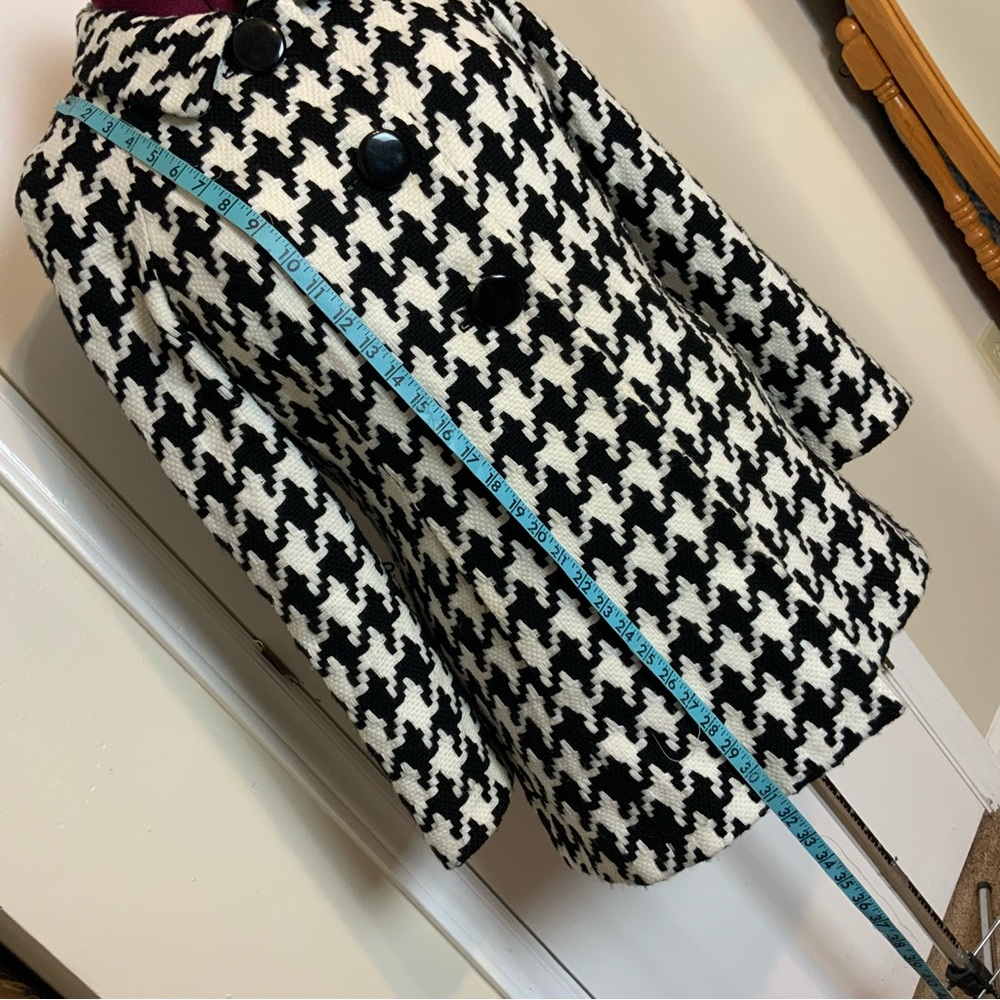 EUC YVOS  PEA COAT Black/White   Geometric Herringbone Women - Picture 8 of 11